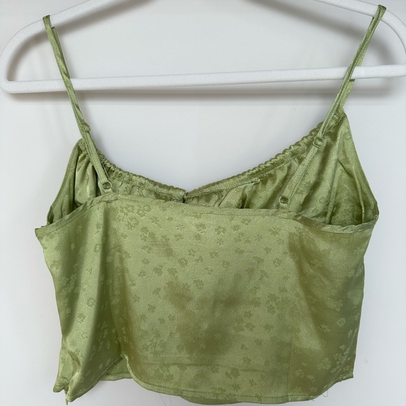 PacSun Green Satin Bustier Tie Top - Picture 3 of 7
